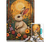 Adult Jigsaws 1000 Pieces Difficult Animal Rabbit,Stress Reliever Difficult Challenge with Matching Poster And Trivia Sheet 38x26cm