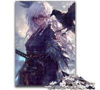Adult Jigsaws 1000 Pieces Difficult Anime Crow Girl Adult Puzzles,is Ideal As Gifts for The Whole Family Suitable for And 14 (50x75cm)