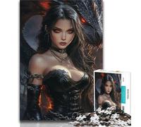 Adult Jigsaws 1000 Pieces Difficult Anime Dragon Girl Teenager Jigsaw,Educational Games Wall Decoration Unique Birthday And Xmas Gifts 26x38cm