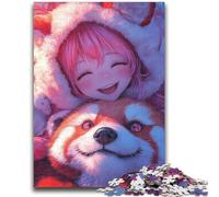 Adult Jigsaws 1000 Pieces Difficult Anime Red Panda Girl 1000 Piece Puzzle,Interesting Stress Reduction Parent-child Interaction (50x75cm)