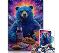 Adult Jigsaws 1000 Pieces Difficult Art Animal Bear Puzzles for Adults,Game Toys Every Piece Is Unique - Challenging Family Fun Game (size 75x50cm)
