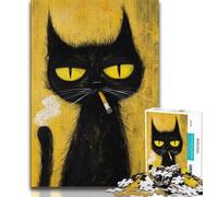 Adult Jigsaws 1000 Pieces Difficult Artistic Abstract Black Cat,Challenging To Complete But Fun And Humorous Birthday Present,Gifts,Wall Art (75x50cm)