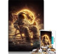 Adult Jigsaws 1000 Pieces Difficult Astronaut Sitting on The Moon,Challenging Game And Family Play with Matching Poster And Trivia Sheet 50x75cm