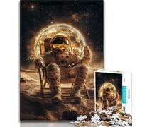 Adult Jigsaws 1000 Pieces Difficult Astronaut Sitting on The Moon,Learning Educational Toys Family Games Educational Game for Birthday,Chrismas (75x50cm)