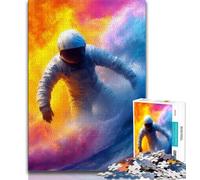 Adult Jigsaws 1000 Pieces Difficult Astronaut Space Surfing Adult Jigsaw,Stress Reliever Staycation Kill Time Home Decoration Toys 26x38cm