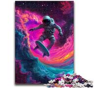 Adult Jigsaws 1000 Pieces Difficult Astronaut Space Surfing Adult Jigsaw,Stress Reliever Staycation Kill Time Home Decoration Toys (75x50cm)