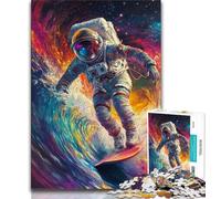 Adult Jigsaws 1000 Pieces Difficult Astronaut Surfing,Challenging To Complete But Fun And Humorous Birthday Present,Gifts,Wall Art (75x50cm)