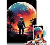 Adult Jigsaws 1000 Pieces Difficult Astronauts on The Beach Puzzles for Adults,Game Toys Every Piece Is Unique - Challenging Family Fun Game (size 75x50cm)