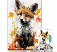Adult Jigsaws 1000 Pieces Difficult Autumn Fox Puzzles,for Educational Game Challenge Toy Deal As Gifts for The Whole Family 75x50cm
