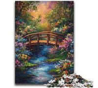 Adult Jigsaws 1000 Pieces Difficult Autumn Wooden Bridge Educational Games Educational Game for Birthday, Chrismas for And Age 14 50x75cm