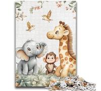 Adult Jigsaws 1000 Pieces Difficult Baby Chimpanzee Elephant Giraffe Teenager Jigsaw,Educational Games Wall Decoration Unique Birthday And Xmas Gifts (75x50cm)