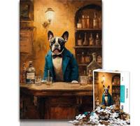 Adult Jigsaws 1000 Pieces Difficult Bar Bulldog,Stress Reliever Difficult Challenge with Matching Poster And Trivia Sheet 75x50cm