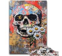 Adult Jigsaws 1000 Pieces Difficult Basquiat-style Flowers And Skulls Stress Reliever Difficult Challenge Unique Home Decor And Gifts 26x38cm