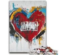 Adult Jigsaws 1000 Pieces Difficult Basquiat-style Heart Challenging To Complete But Fun And Humorous Educational Game for Birthday 26x38cm