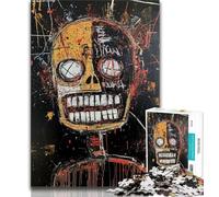 Adult Jigsaws 1000 Pieces Difficult Basquiat-style Skull Puzzles,Stress Reliever Difficult Challenge Suitable for Desktop Decoration 26x38cm