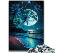 Adult Jigsaws 1000 Pieces Difficult Beach Night Scene Stress Reliever Difficult Challenge Unique Home Decor And Gifts 50x75cm