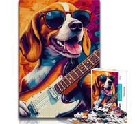 Adult Jigsaws 1000 Pieces Difficult Beagle Playing Guitar Teenager Jigsaw,Stress Reliever Staycation Kill Time Wishlist with Santa Claus (size 38x26cm)