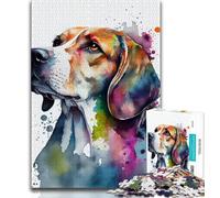 Adult Jigsaws 1000 Pieces Difficult Beagle Watercolor Dog 1000 Piece Jigsaw,Fun Activity for Home, Rainy Days Toys, Birthday Gifts 38x26cm