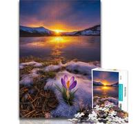 Adult Jigsaws 1000 Pieces Difficult Beautiful Mountains And Lakes,Stress Reliever Difficult Challenge with Matching Poster And Trivia Sheet 38x26cm