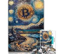 Adult Jigsaws 1000 Pieces Difficult Bitcoin Logo,Stress Reliever Difficult Challenge with Matching Poster And Trivia Sheet 38x26cm