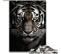 Adult Jigsaws 1000 Pieces Difficult Black And White Tiger, Decompressing Intellectual Educational Toy Birthday Present, Gifts, Wall Art (Size 50x75cm)