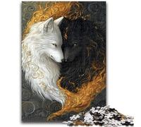 Adult Jigsaws 1000 Pieces Difficult Black And White Wolf 1000 Piece Jigsaw,Learning Educational Toys Family Games Unique Birthday And Gifts (75x50cm)