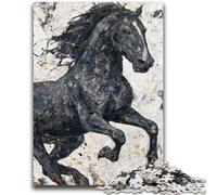 Adult Jigsaws 1000 Pieces Difficult Black Golden Horse Help The Brain Exercise Addictive Toys to Cultivate Patience Suitable for Couples 26x38cm