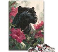 Adult Jigsaws 1000 Pieces Difficult Black Leopard Adult Puzzles,Educational Family Game Suitable for Desktop Decoration (26x38cm)