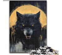 Adult Jigsaws 1000 Pieces Difficult Black Wolf Help The Brain Exercise Addictive Toys to Cultivate Patience Parent-child Interaction (size 50x75cm)
