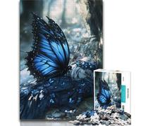 Adult Jigsaws 1000 Pieces Difficult Blue Butterfly 1000 Pieces for Adults,Stress Reliever Staycation Kill Time Parent-child Interaction (size 75x50cm)