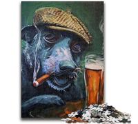 Adult Jigsaws 1000 Pieces Difficult Blue Heeler Dog Smoking Adult Puzzles,Educational Family Game Suitable for Desktop Decoration (26x38cm)