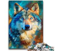 Adult Jigsaws 1000 Pieces Difficult Blue Wolf 1000 Pieces for Teenagers,Stress Reliever Staycation Kill Time Enhance Love between Couples (50x75cm)