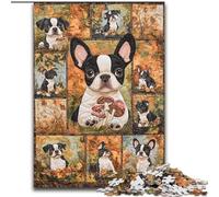 Adult Jigsaws 1000 Pieces Difficult Boston Terrier Dog Collage, Learning Educational Toys Family Games Unique Birthday And Gifts (size 26x38cm)