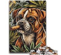 Adult Jigsaws 1000 Pieces Difficult Boxer Dog Smoking, Game Toys Every Piece Is Unique - Challenging Family Fun Game for for Age 14 26X38CM