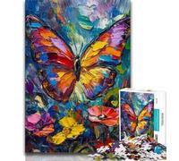 Adult Jigsaws 1000 Pieces Difficult Butterfly Oil Painting,Challenging To Complete But Fun And Humorous Birthday Present,Gifts,Wall Art (38x26cm)