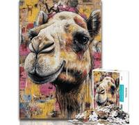 Adult Jigsaws 1000 Pieces Difficult Camel Art,Stress Reliever Difficult Challenge with Matching Poster And Trivia Sheet 75x50cm
