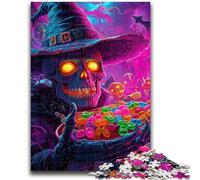 Adult Jigsaws 1000 Pieces Difficult Candy Skull 1000 Piece Puzzle,is Ideal As Gifts for The Whole Family Suitable for And 14 (50x75cm)