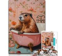 Adult Jigsaws 1000 Pieces Difficult Capybara in The Bathroom Adult Puzzles,Stress Reliever Difficult Challenge Secret Santa Gifts 75x50cm