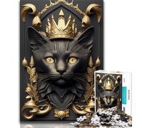 Adult Jigsaws 1000 Pieces Difficult Cat Golden Art Deco 1000 Piece Jigsaw,Educational Games Wall Decoration Unique Birthday And Xmas Gifts (size 75x50cm)
