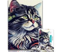 Adult Jigsaws 1000 Pieces Difficult Cat Pop Art Animal Face Adult Puzzles,Staycation Kill Time with Fully Interlocking Randomly Shaped Pieces (size 38x26cm)