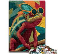 Adult Jigsaws 1000 Pieces Difficult Chameleon Wearing Glasses Teenager Puzzles,Stress Reliever Difficult Challenge Secret Santa Gifts (50x75cm)