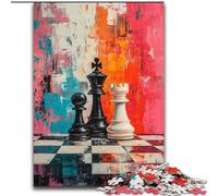 Adult Jigsaws 1000 Pieces Difficult Chess Oil Painting, Family Game Stress Reliever Difficult Challenge A Work of Art for Ages 14+ (Size 26x38cm)