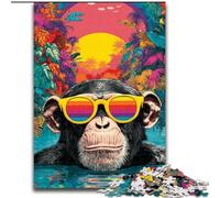 Adult Jigsaws 1000 Pieces Difficult Chimpanzees at The Beach, Stress Reliever Difficult Challenge Secret Santa Gifts for Age 14 Years Up (Size 26x38cm)