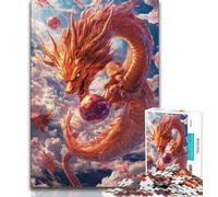 Adult Jigsaws 1000 Pieces Difficult Chinese Dragon,Stress Reliever Difficult Challenge with Matching Poster And Trivia Sheet 50x75cm