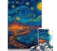 Adult Jigsaws 1000 Pieces Difficult City Under The Night Sky,Learning Educational Toys Family Games Educational Game for Birthday,Chrismas (38x26cm)