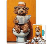 Adult Jigsaws 1000 Pieces Difficult Cockapoo on The Toilet,Challenging Game And Family Play with Matching Poster And Trivia Sheet 50x75cm