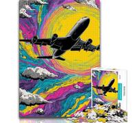 Adult Jigsaws 1000 Pieces Difficult Color Plane,Stress Reliever Difficult Challenge with Matching Poster And Trivia Sheet 75x50cm