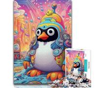 Adult Jigsaws 1000 Pieces Difficult Colorful Art Penguin Adult Puzzles,is Ideal As Gifts for The Whole Family Suitable for And 14 75x50cm