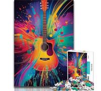 Adult Jigsaws 1000 Pieces Difficult Colorful Guitar Teenager Jigsaw,Stress Reliever Staycation Kill Time Wishlist with Santa Claus (size 38x26cm)
