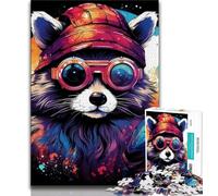 Adult Jigsaws 1000 Pieces Difficult Colourful Art Raccoon Puzzles for Teenagers,is Ideal As Gifts for The Whole Family Suitable for And 14 (size 38x26cm)